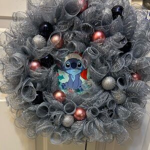Festive Silver and Pink Holiday Wreath
